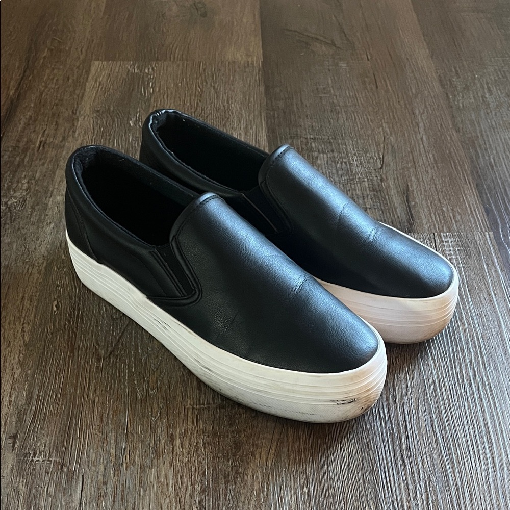 Black Slip-On Platform Sneakers